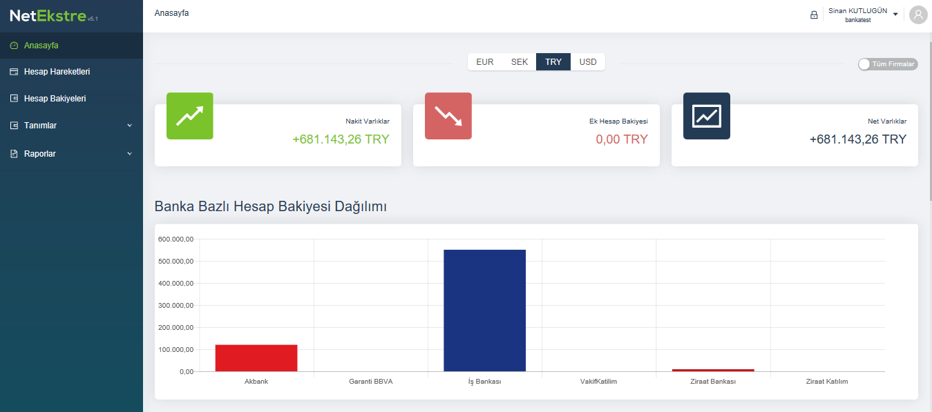 SAP Banka Entegrasyon Çözümü, Tek Panelden Yönetim, Hesap Hareketleri, Netekstre Banka Entegrasyon