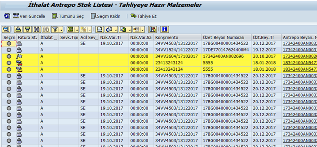 Antrepo, Stok Listesi, SAP İthalat, SAP Dış Ticaret, SAP Gümrük Entegrasyonu, SAP Türkiye, SAP Danışmanlık, İthalat, İhracat, Dış Ticaret Çözümü